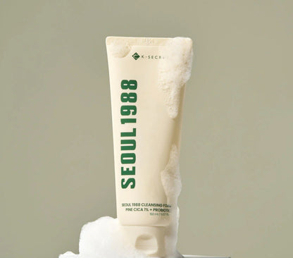 K-SECRET Seoul 1988 Cleansing Foam - Jabón en Espuma | Pine Cica 1% + Probióticos | Limpieza Suave & Calmante