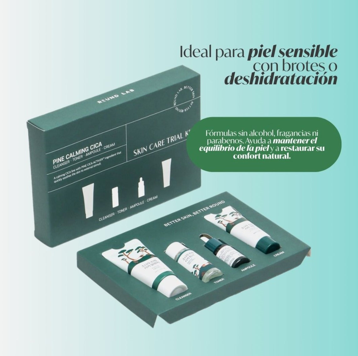 ROUND LAB Pine Calming Cica Trial Kit | Centella Asiática y Extracto de Pino