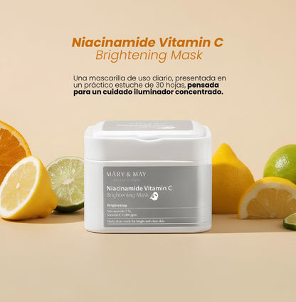 Mary&May Niacinamide Vitamin C Brightening Mask | Mascarillas Iluminadoras 30 Unidades